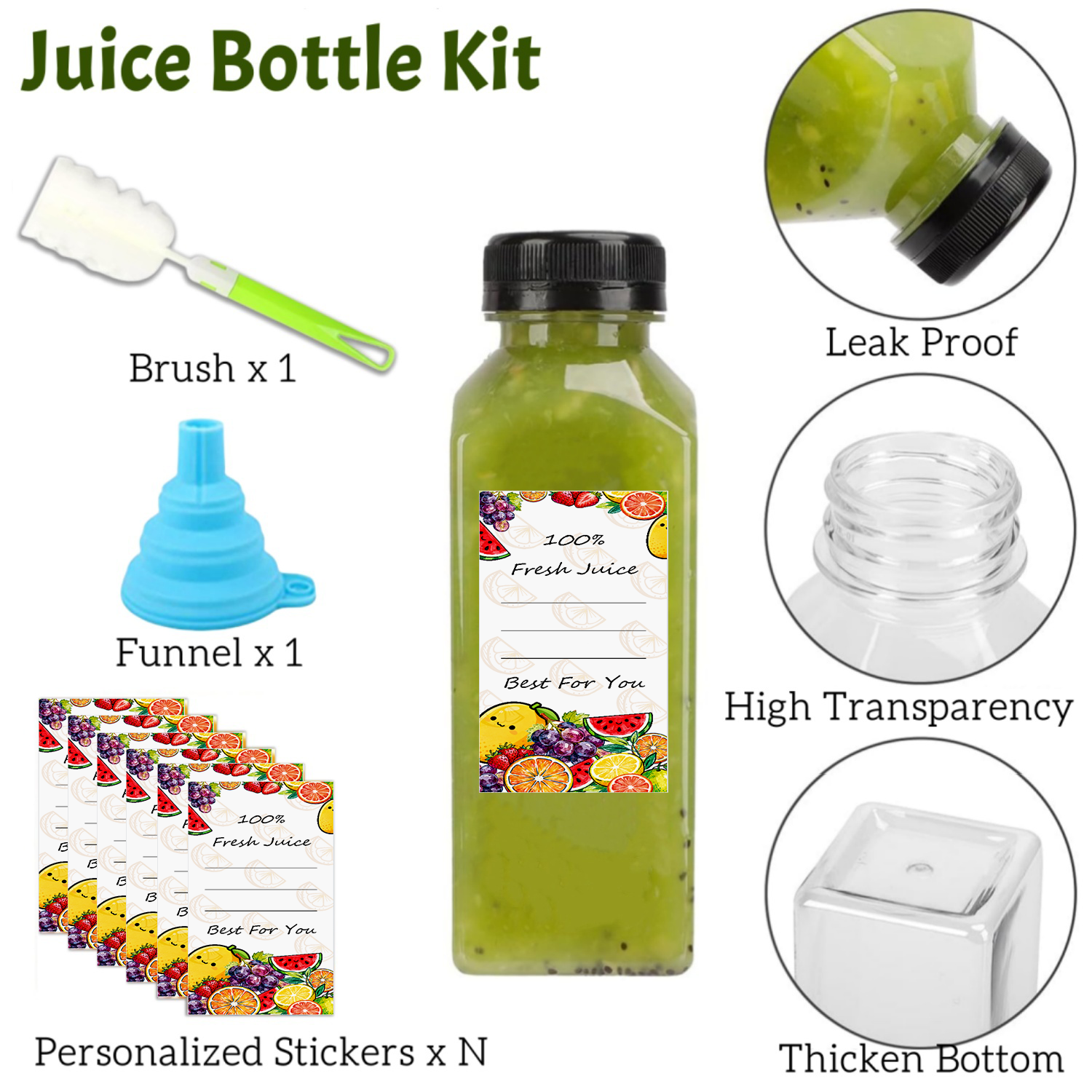 20-80pcs Plastic Juice Bottles - огляд і ціна Food Storage Jar Labels