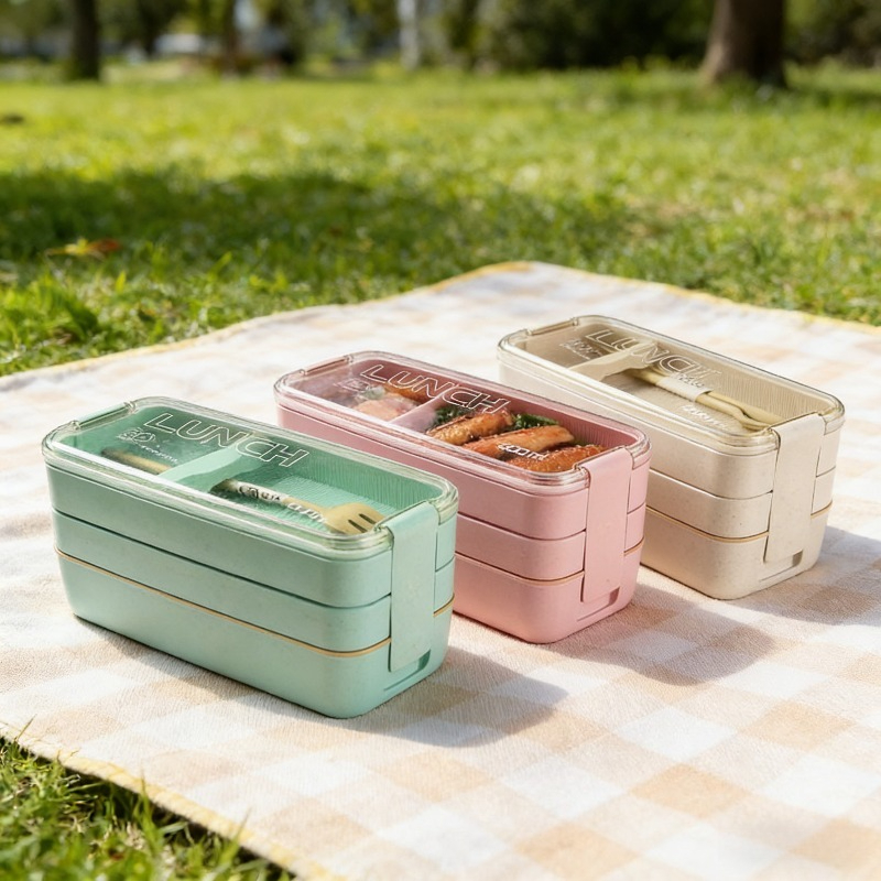 3 in 1 Wheat Straw Bento Box R - огляд і ціна Food Storage With Compartments