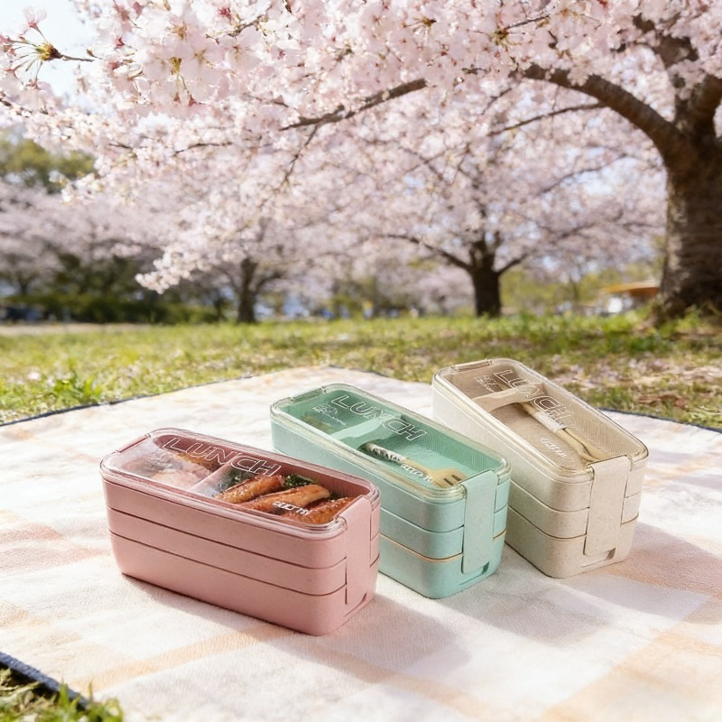3 in 1 Wheat Straw Bento Box R - огляд і ціна Food Storage With Compartments