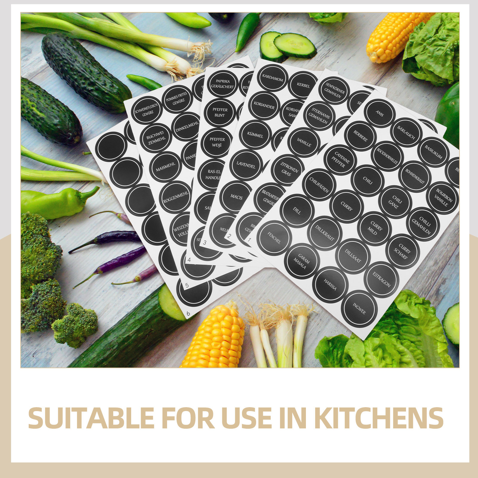 6 Sheets Round Spice Jar Label - огляд і ціна Food Storage Jar Labels