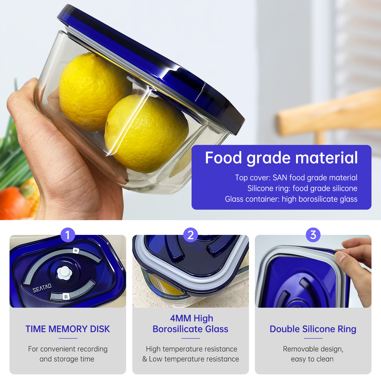 SEATAO Glass Food Storage Cont - огляд і ціна Food Storage With Colander