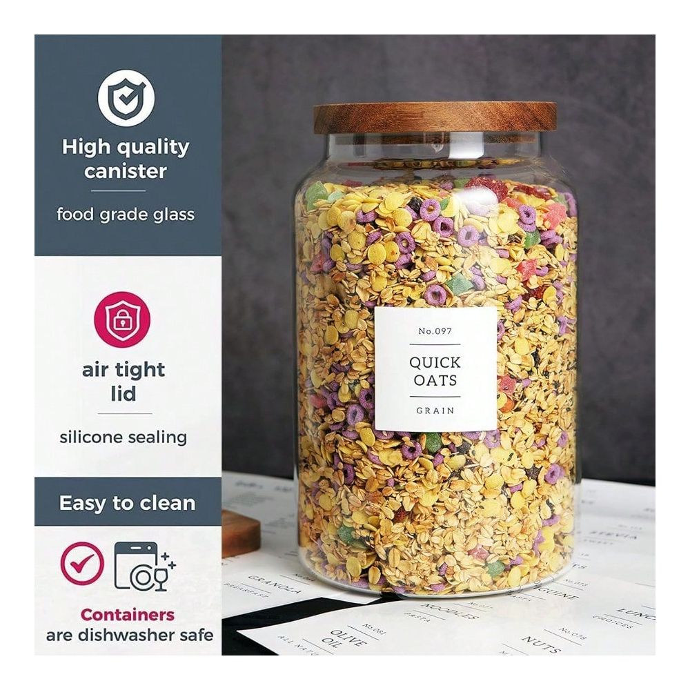 Of 2 Large Glass Flour And Sug - огляд і ціна Food Storage Jar Labels