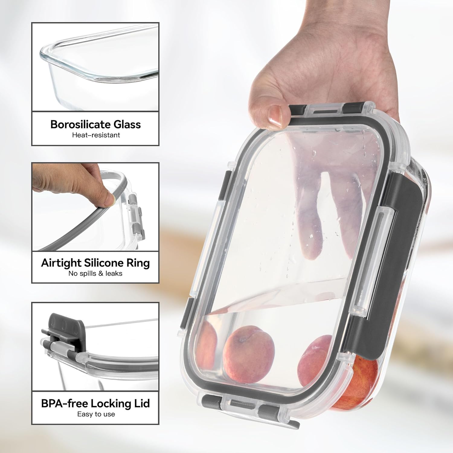 Glass Food Storage Containers, - огляд і ціна Food Storage With Glass Lids
